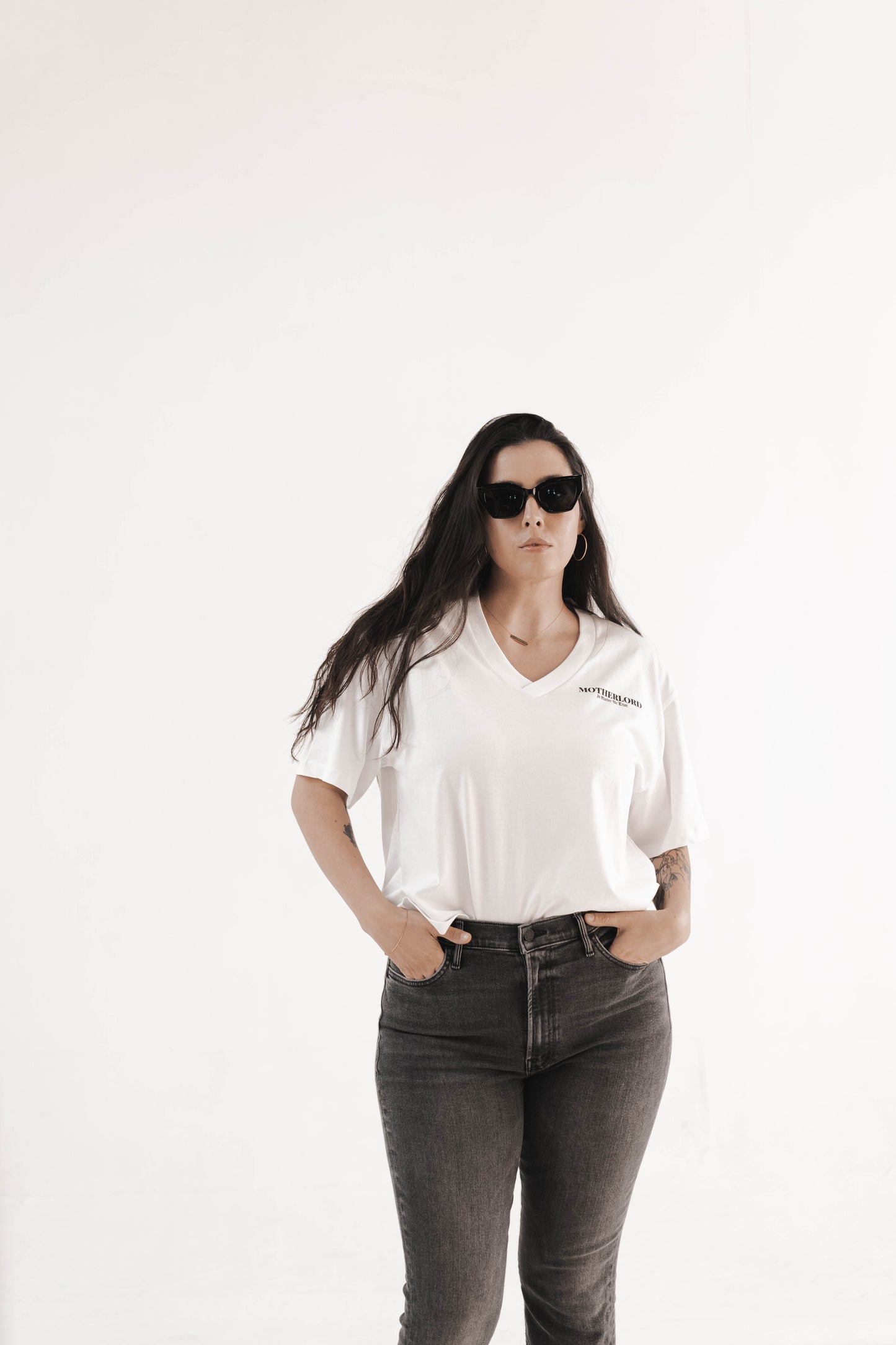 White V-Neck Tee